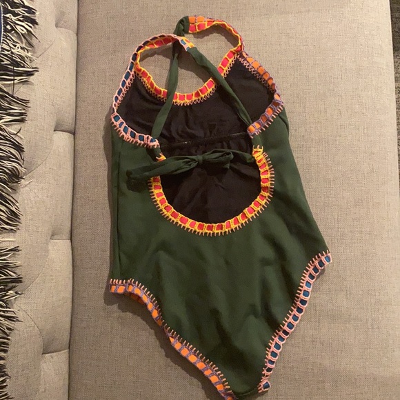 Platinum Swimwear green one- piece with crochet - Picture 3 of 6